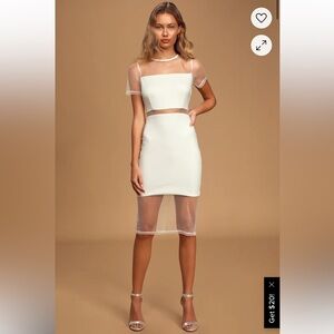 White Mesh Midi Dress